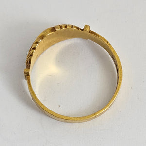 Coral and Seed Pearl 18k Gold English Hallmark 1888 Ring Size UK R Antique Victorian