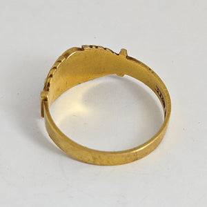 Coral and Seed Pearl 18k Gold English Hallmark 1888 Ring Size UK R Antique Victorian