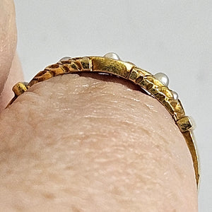 Coral and Seed Pearl 18k Gold English Hallmark 1888 Ring Size UK R Antique Victorian
