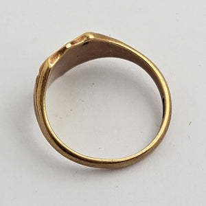 Antique 18k Gold Shield Signet Ring Size UK R English Hallmark 1918