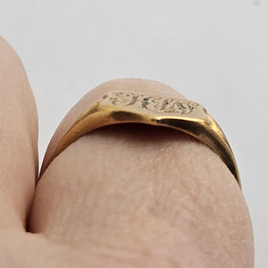 Antique 18k Gold Shield Signet Ring Size UK R English Hallmark 1918