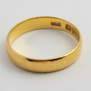 Marriage Band Wedding Ring in 22k Gold Antique Edwardian 1916 Size UK O+