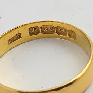 Marriage Band Wedding Ring in 22k Gold Antique Edwardian 1916 Size UK O+