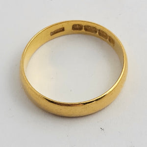 Marriage Band Wedding Ring in 22k Gold Antique Edwardian 1916 Size UK O+