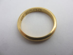 English 22k Gold Wedding Band Marriage Ring Antique Edwardian 1913 Size UK J+