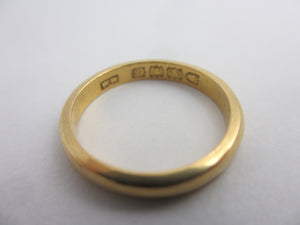 English 22k Gold Wedding Band Marriage Ring Antique Edwardian 1913 Size UK J+