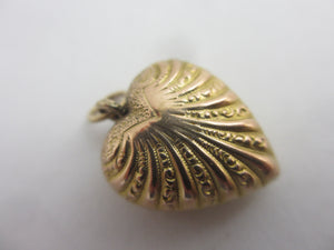 Puffy Heart Pendant Charm 3 Colour 18k Gold Antique Victorian c1880