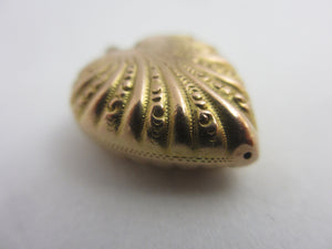 Puffy Heart Pendant Charm 3 Colour 18k Gold Antique Victorian c1880