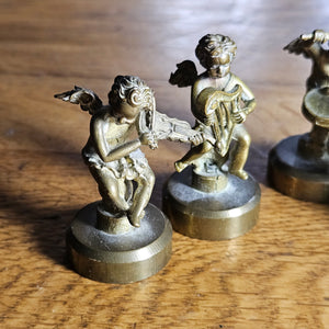 Brass Italian Cherub / Putti Musicians Figures Set of 5 Antique Victorian