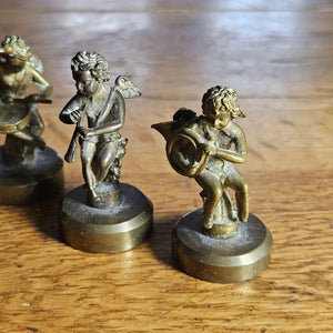 Brass Italian Cherub / Putti Musicians Figures Set of 5 Antique Victorian