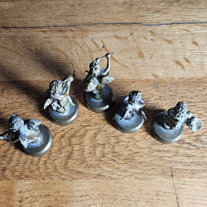 Brass Italian Cherub / Putti Musicians Figures Set of 5 Antique Victorian