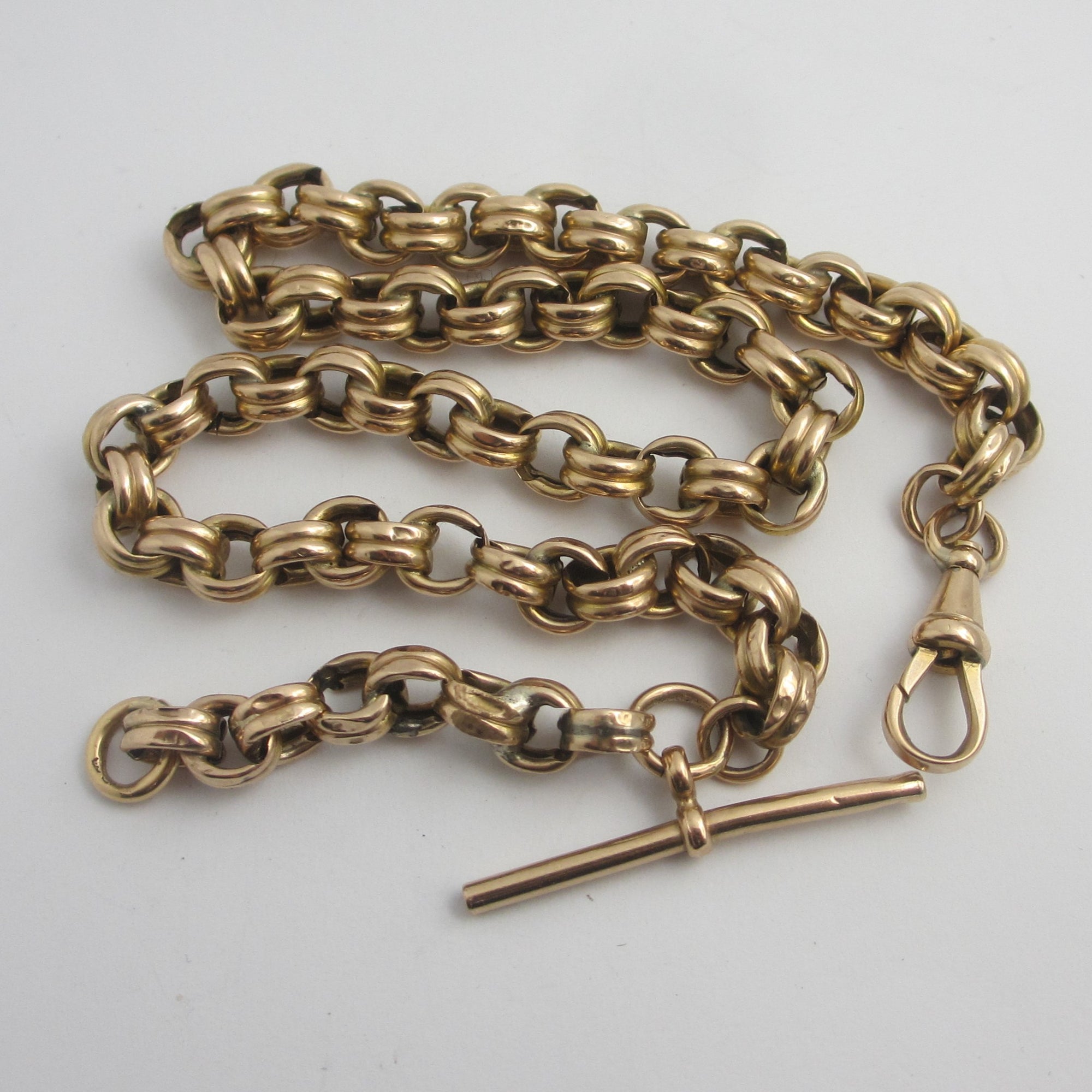 9k Gold Albert Watch Chain or Chunky Necklace 39cm / 15.3" Antique Victorian c1890