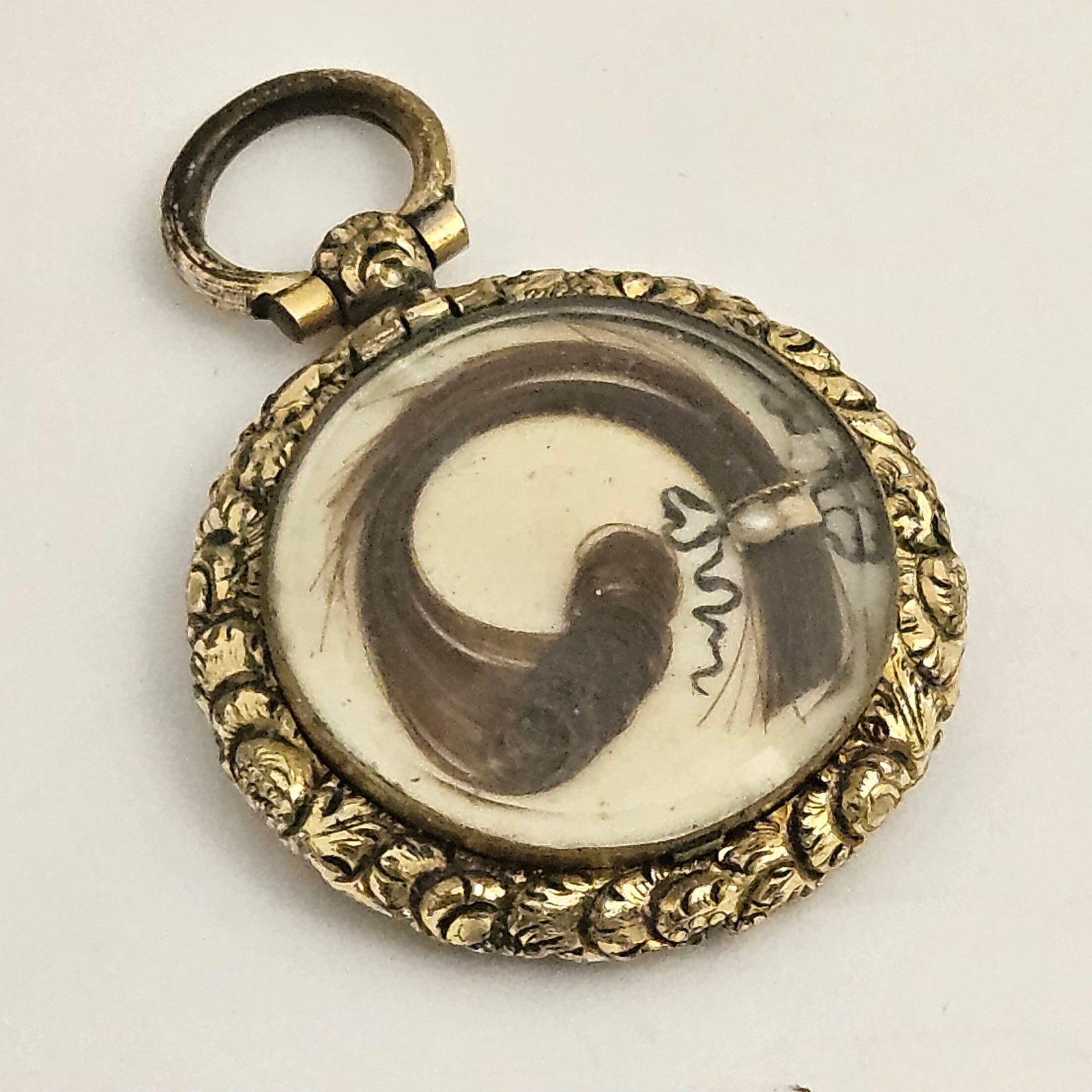 Double Mourning Locket Pendant in 9k Gold Cased Antique Georgian c1820