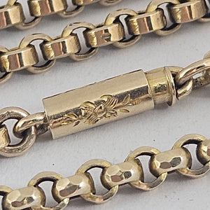 9k Gold Chain Necklace Forget Me Not Clasp 47.8cm / 18.8" Antique Victorian c1880