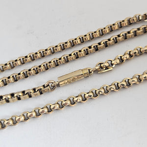 9k Gold Chain Necklace Forget Me Not Clasp 47.8cm / 18.8" Antique Victorian c1880