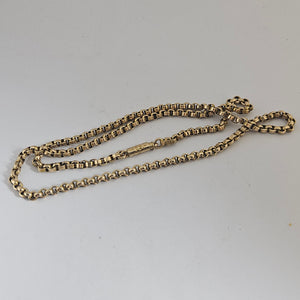 9k Gold Chain Necklace Forget Me Not Clasp 47.8cm / 18.8" Antique Victorian c1880