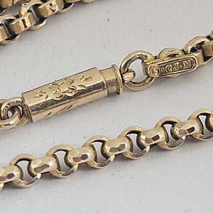 9k Gold Chain Necklace Forget Me Not Clasp 47.8cm / 18.8" Antique Victorian c1880