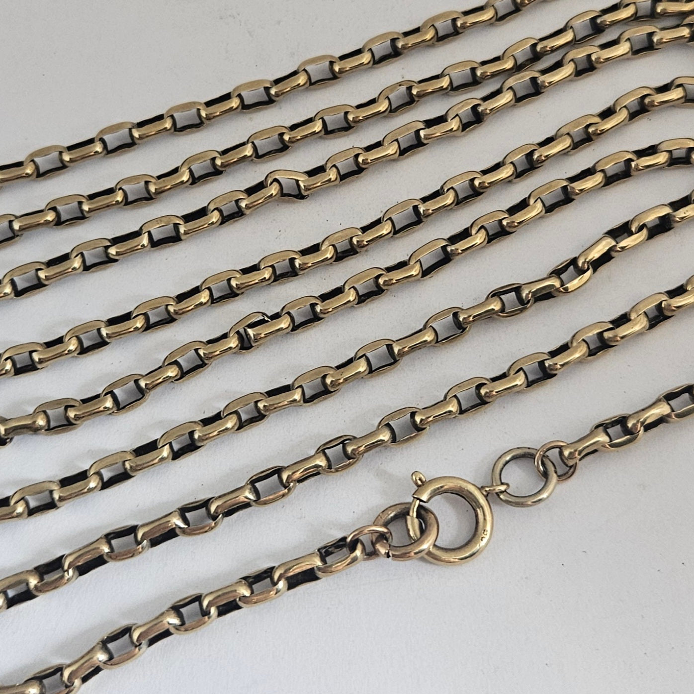 9k Gold Long Guard Chain Necklace 168.6 cm / 66.3" Antique Victorian c1880