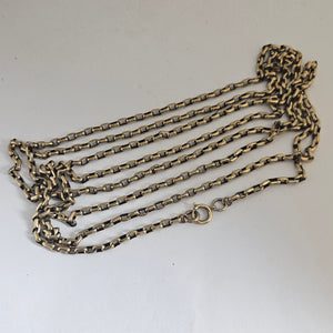 9k Gold Long Guard Chain Necklace 168.6 cm / 66.3" Antique Victorian c1880