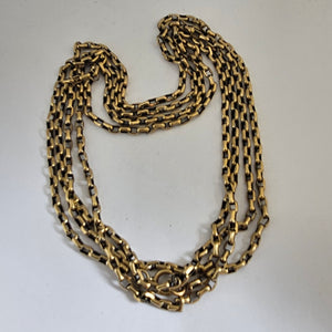 9k Gold Long Guard Chain Necklace 168.6 cm / 66.3" Antique Victorian c1880