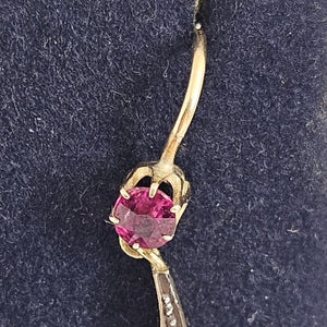 Ruby and Diamond set in 9k Gold and Sterling Silver Dangling Pendant Earrings Antique Victorian