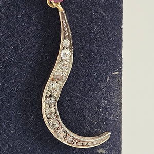 Ruby and Diamond set in 9k Gold and Sterling Silver Dangling Pendant Earrings Antique Victorian