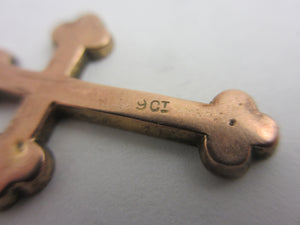 Cross Pendant in 9k Rose Gold Antique Victorian c1890