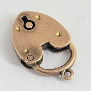 9k Rose Gold Heart Padlock Charm Bracelet Clasp Findings Antique Victorian