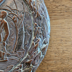 Angling Fishing Plaque Sheffield Plate Antique Victorian c1890