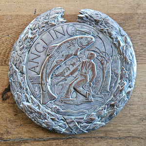 Angling Fishing Plaque Sheffield Plate Antique Victorian c1890