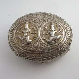 Anglo Indian Sterling Silver Trinket Box Antique Victorian c1890