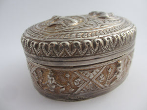 Anglo Indian Sterling Silver Trinket Box Antique Victorian c1890