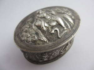 Anglo Indian Sterling Silver Trinket Box Antique Victorian c1890