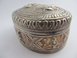 Anglo Indian Sterling Silver Trinket Box Antique Victorian c1890