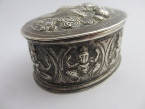 Anglo Indian Sterling Silver Trinket Box Antique Victorian c1890