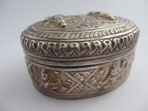 Anglo Indian Sterling Silver Trinket Box Antique Victorian c1890