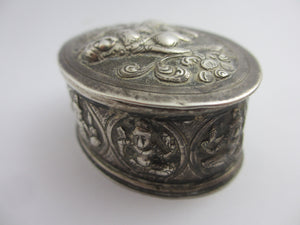 Anglo Indian Sterling Silver Trinket Box Antique Victorian c1890