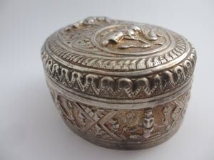 Anglo Indian Sterling Silver Trinket Box Antique Victorian c1890