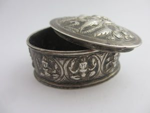 Anglo Indian Sterling Silver Trinket Box Antique Victorian c1890