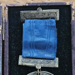Frank James Feb 1900 Punctuality Attendance Medal Boxed Antique Edwardian