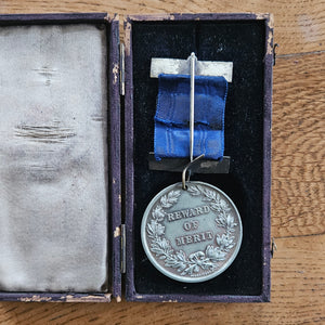 Frank James Feb 1900 Punctuality Attendance Medal Boxed Antique Edwardian
