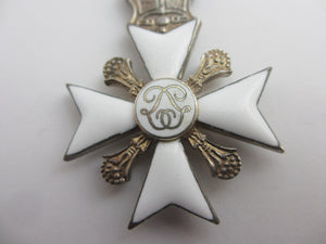 Belgium Civil Decoration 2nd Class Medal Jewel Sterling Silver and Enamel Cross Antique Victorian c1890