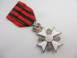 Belgium Civil Decoration 2nd Class Medal Jewel Sterling Silver and Enamel Cross Antique Victorian c1890