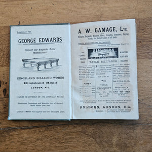 Cloth Bound "Billiards for Beginners" by John Roberts Book Antique Edwardian c1910