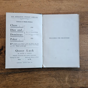 Cloth Bound "Billiards for Beginners" by John Roberts Book Antique Edwardian c1910