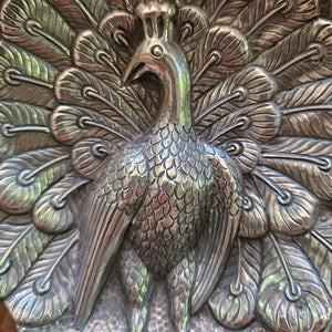 Peacock Bird Chinese Sterling Silver Coin Dish Antique Victorian c1890