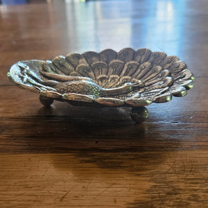 Peacock Bird Chinese Sterling Silver Coin Dish Antique Victorian c1890