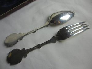 Boxed Christmas Sterling Silver Cutlery Spoon and Fork Antique Edwardian 1905