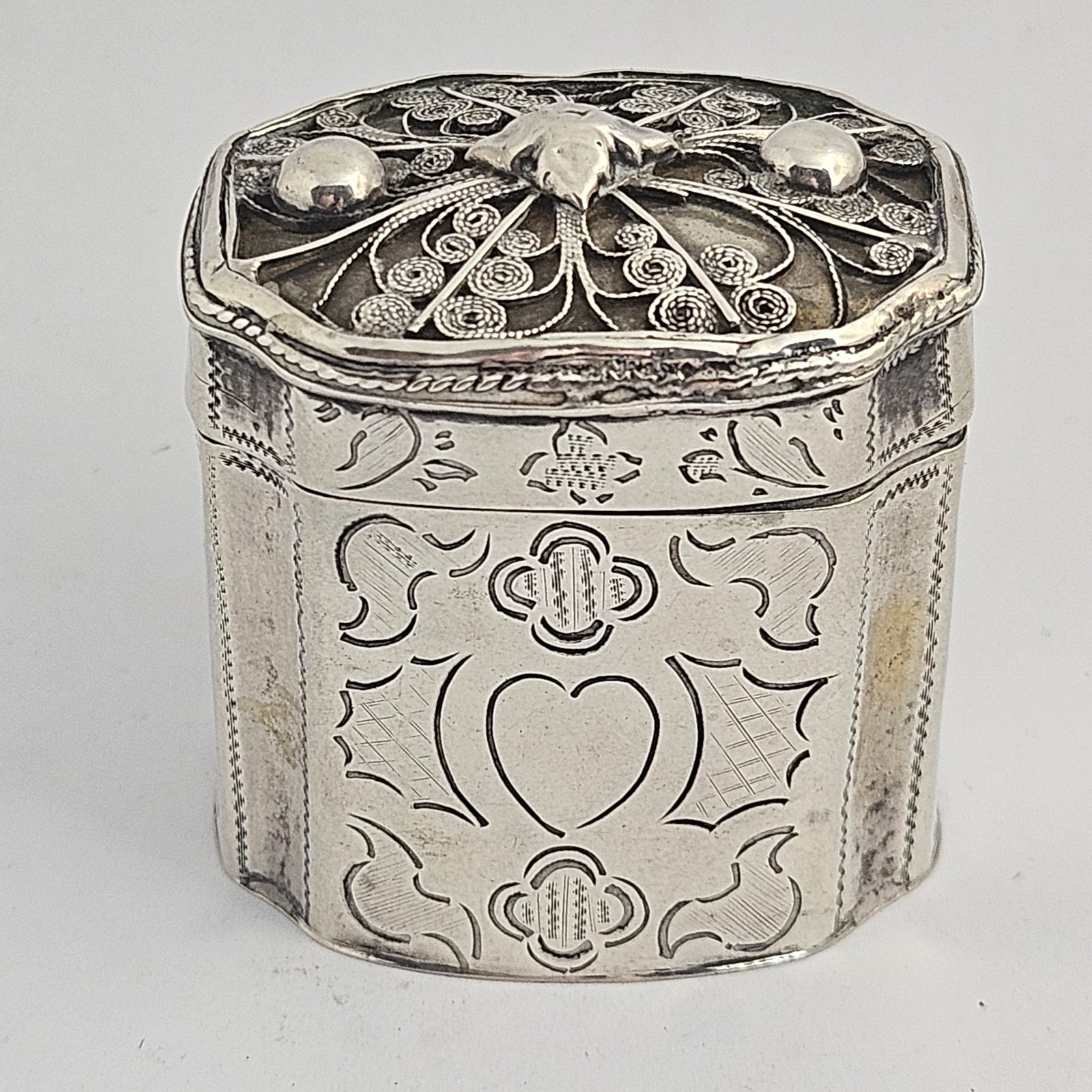 Dutch Sterling Silver Spices or Nutmeg Box Antique Georgian