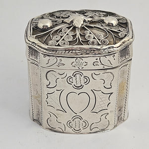 Dutch Sterling Silver Spices or Nutmeg Box Antique Georgian
